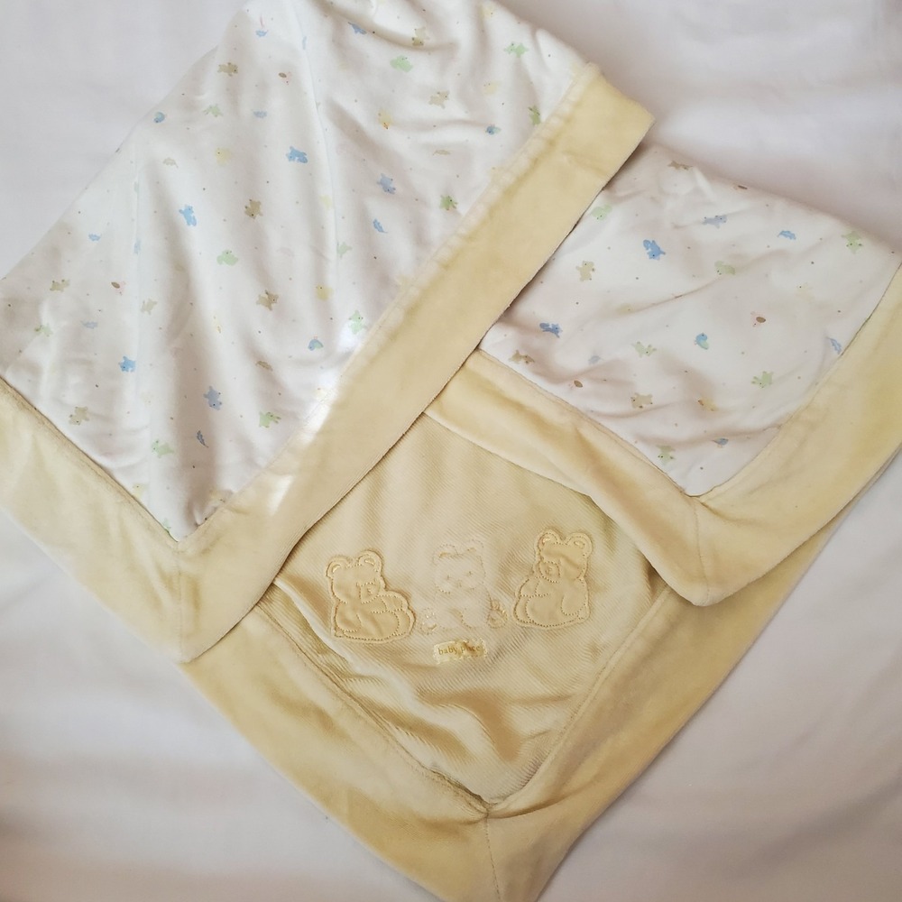 Vintage Childrens Place Yellow Velour Plush Baby Blanket Baby‎ place Bear Duck